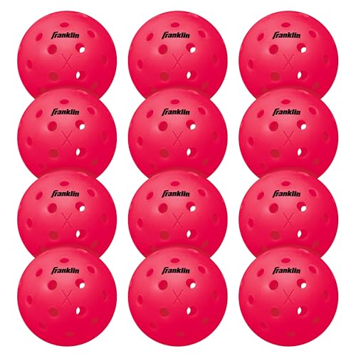 Franklin X-40 Outdoor Pickleballs, USAPA Approved, 12 Pack, Pink