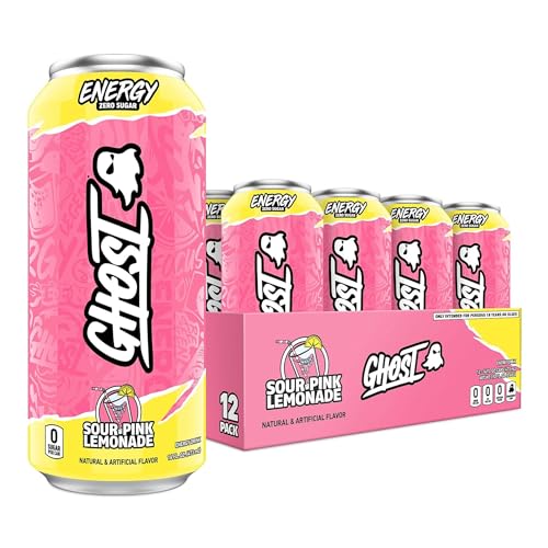GHOST Sour Pink Lemonade Energy Drink, 12-Pack, 16oz, Gluten-Free