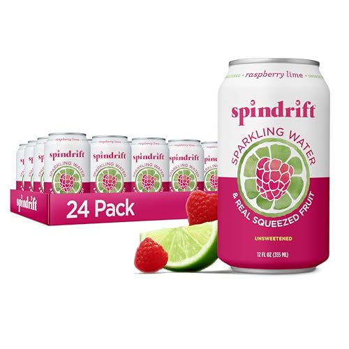 Spindrift Raspberry Lime Sparkling Water, 9 Calories, 24 Pack