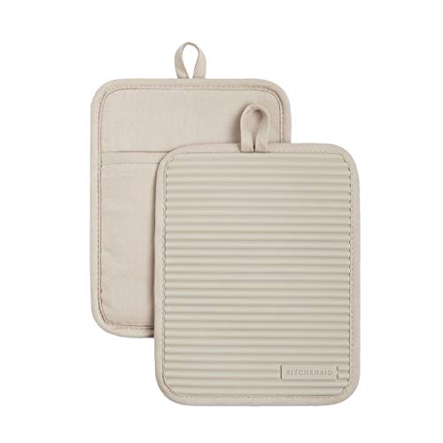 KitchenAid Silicone Pot Holder Set, Milkshake Tan, 7″x9″
