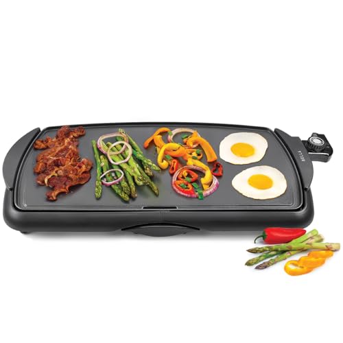 BELLA Electric Griddle with Nonstick Surface, 10.5″ x 20″, Black