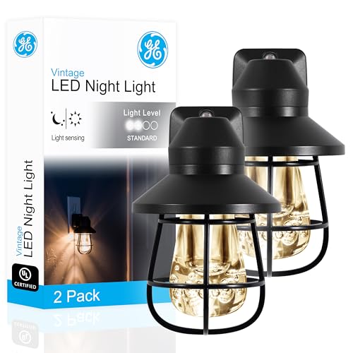 GE Vintage LED Night Light, Dusk to Dawn Sensor, 2 Pack