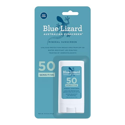 BLUE LIZARD Sensitive SPF 50+ Mineral Sunscreen Stick, 0.5 Oz