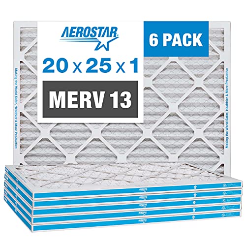 Aerostar 20x25x1 MERV 13 Air Filter, 6-Pack