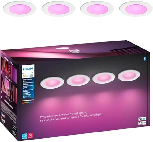 Philips Hue Smart LED Downlight 4-Pack, Color-Changing, Voice Control