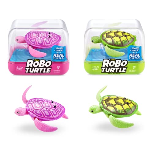 ROBO ALIVE Robo Turtle 2-Pack, Green & Pink, Water Activated