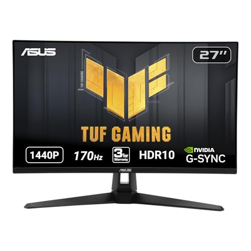 ASUS TUF 27″ QHD Gaming Monitor, 170Hz, G-SYNC Compatible