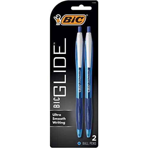 BIC Atlantis Blue Retractable Ball Pen, Medium Point, 2-Pack