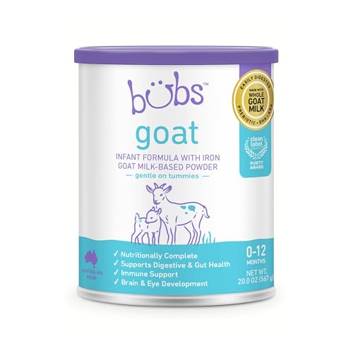 Bubs Goat Milk Infant Formula with Iron, Non-GMO, 20 oz
