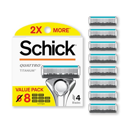 Schick Quattro Titanium Razor Blades, 8ct Refill Pack