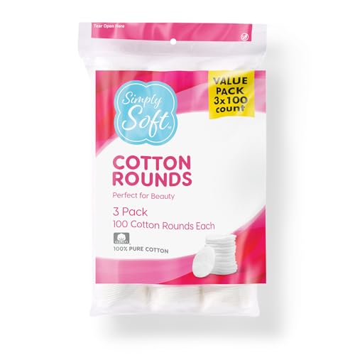 Medline Simply Soft 100% Cotton Rounds, 300 Count, Lint-Free