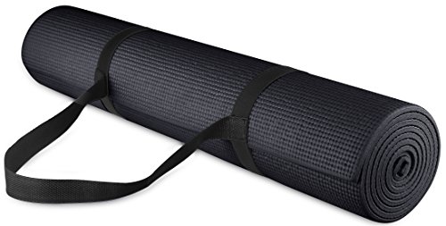 Fitvids High-Density Yoga Mat with Strap, Black