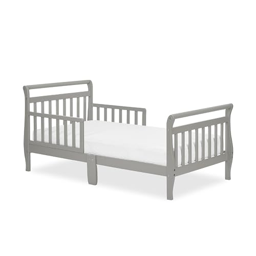 Dream On Me Sleigh Toddler Bed, Grey, with Safety Rails