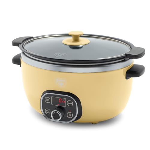 GreenLife 6 Qt Ceramic Slow Cooker, PFAS-Free, Programmable, Yellow