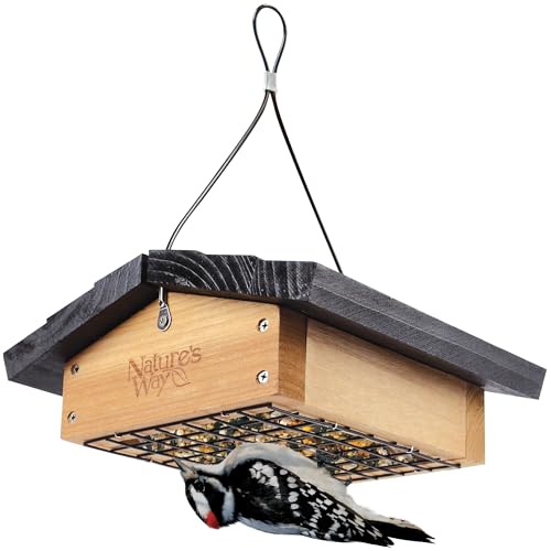 Nature’s Way Upside-Down Cedar Bird Feeder, Black
