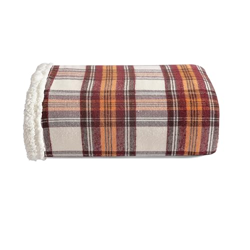 Eddie Bauer Super Soft Reversible Sherpa Throw Blanket (Edgewood Red)