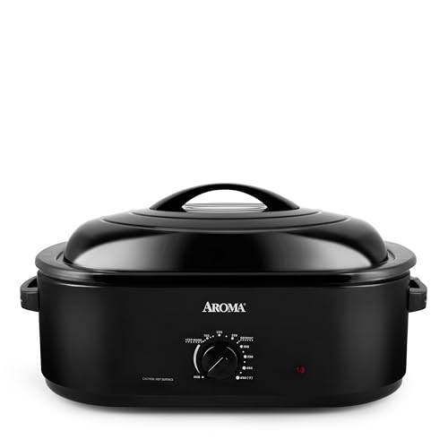 AROMA 18Qt Roaster Oven, Fits 22-lb Turkey, Black