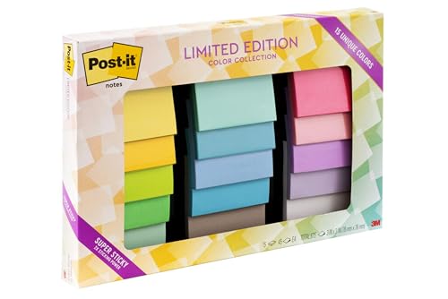 Post-it Super Sticky Notes, Limited Edition, 3×3 in, 15 Pads