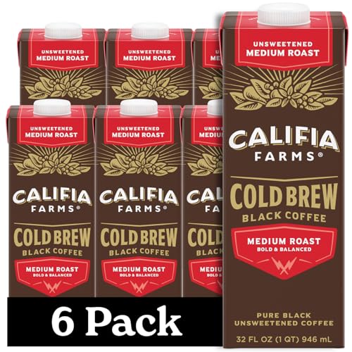 Califia Farms Medium Roast Cold Brew Coffee, 32 Oz, Pack of 6