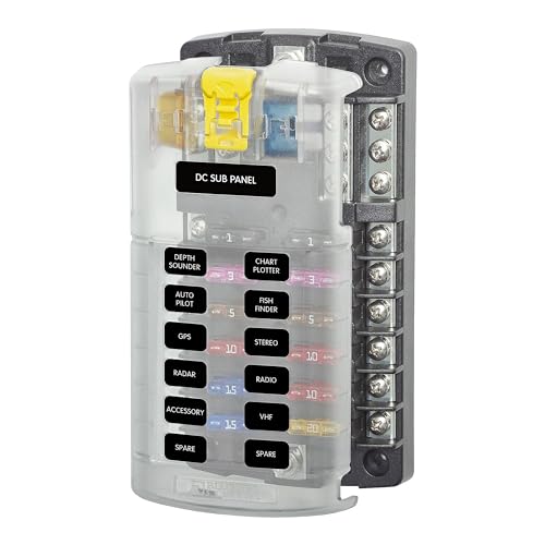 Blue Sea Systems 12-Circuit Fuse Block with Ground Cover