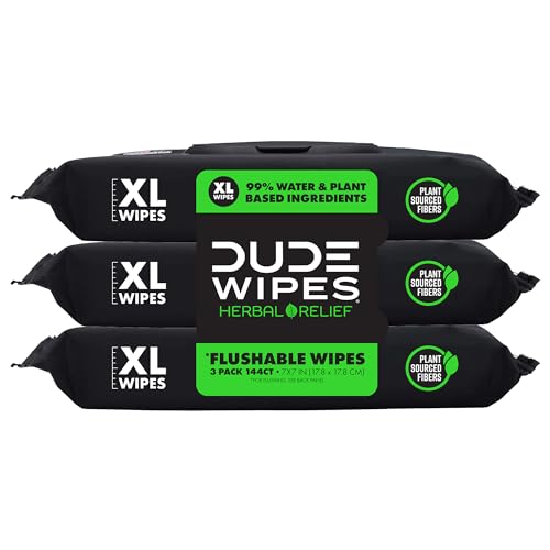 DUDE Flushable Wipes 3-Pack, Herbal Relief, Septic Safe