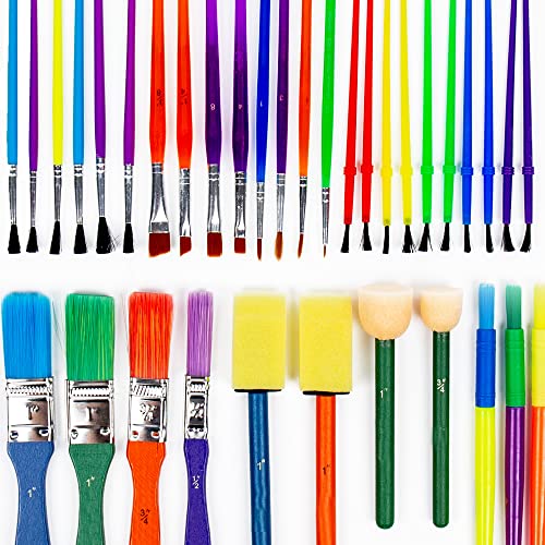 Horizon Group Paint Brushes – 35 Pack, 8 Types, Multicolored