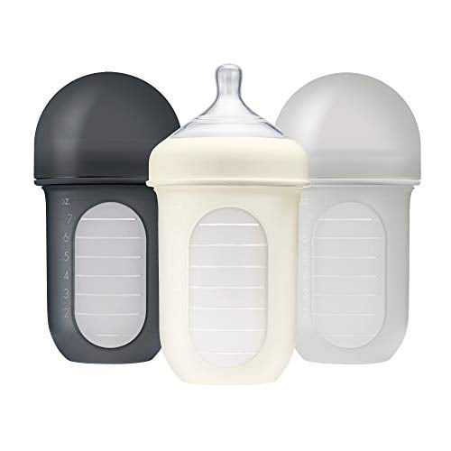 Boon Nursh Silicone Baby Bottles, Medium Flow, 8oz, 3-Pack