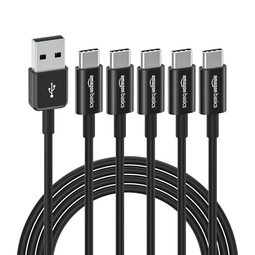 Amazon Basics 5-Pack USB-C to USB-A Charger Cables, 6ft