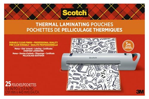 Scotch Thermal Laminating Pouches, Legal Size 11×17, 25 Pack