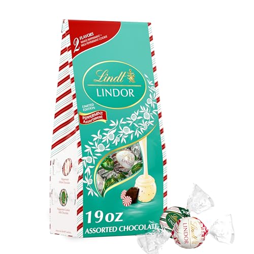 Lindt LINDOR Holiday Peppermint Truffles, 19 oz. Bag