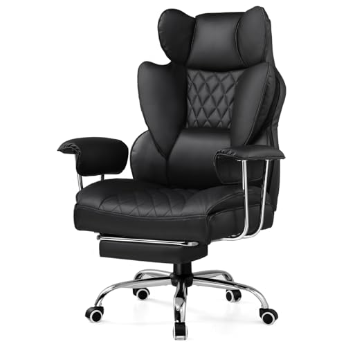 GTRACING Ergonomic Gaming Chair with Lumbar Support & Footrest (Black)