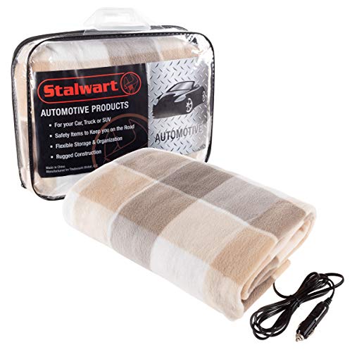 Stalwart 12V Portable Heated Car Blanket for Vehicles (Tan)