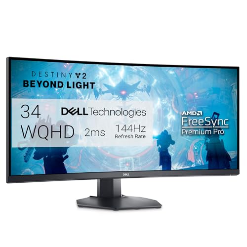 Dell 34″ Curved Gaming Monitor, 144Hz, WQHD, FreeSync – Black