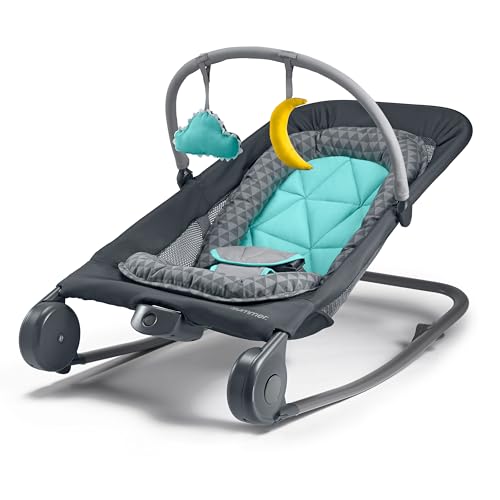 Summer Infant 2-in-1 Bouncer & Rocker, Gray/Teal, with Toys