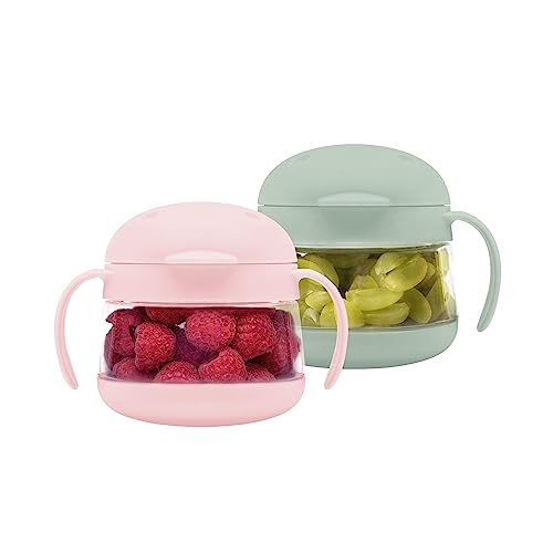 Ubbi No Spill BPA-Free Snack Container for Kids, Sage & Pink