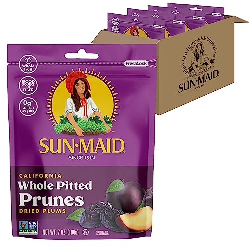 Sun-Maid Sun-Dried Whole Prunes, 4 Pack, 7 oz Bags