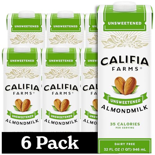 Califia Unsweetened Almond Milk, 32 Oz (6 Pack), Keto, Vegan