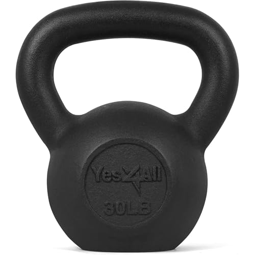 Yes4All 30 lbs Cast Iron Kettlebell for Strength Training