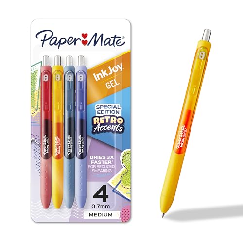 Paper Mate InkJoy Gel Pens, Retro Colors, 0.7mm, 4 Pack