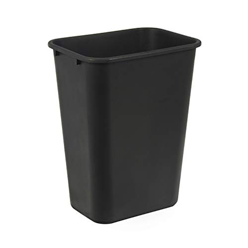 Amazon Basics 10-Gallon Black Rectangular Office Trash Can