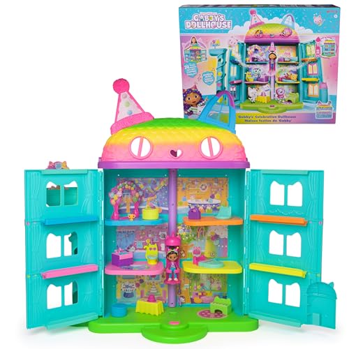 Gabby’s Dollhouse with Figures, Furniture & Sounds, 14 Pc Set