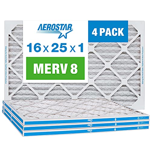 Aerostar 16x25x1 MERV 8 Air Filter, 4-Pack