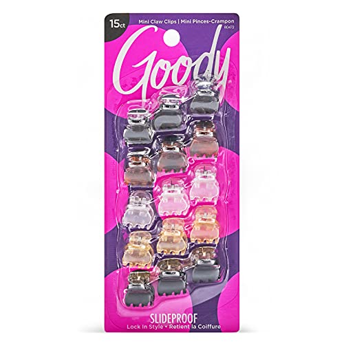 Goody Mini Claw Clips – 15 Ct, Assorted Neutrals, Secure Grip