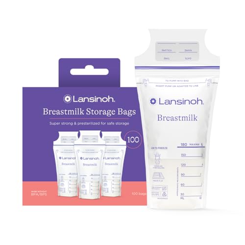 Lansinoh Breastmilk Storage Bags, 100 Count, 6 Ounce Capacity