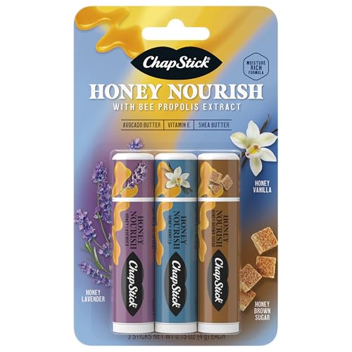 ChapStick Honey Nourish Lip Balm, Shea & Avocado Butter, 3 Pack