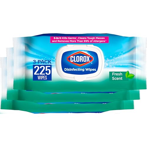 Clorox Disinfecting Wipes, Fresh Scent, 75 Count, Pack of 3