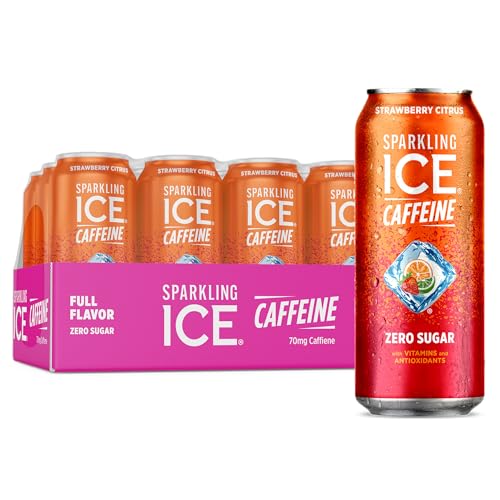 Sparkling Ice Caffeine Strawberry Citrus, Zero Sugar, 16 fl oz, 12-Pack