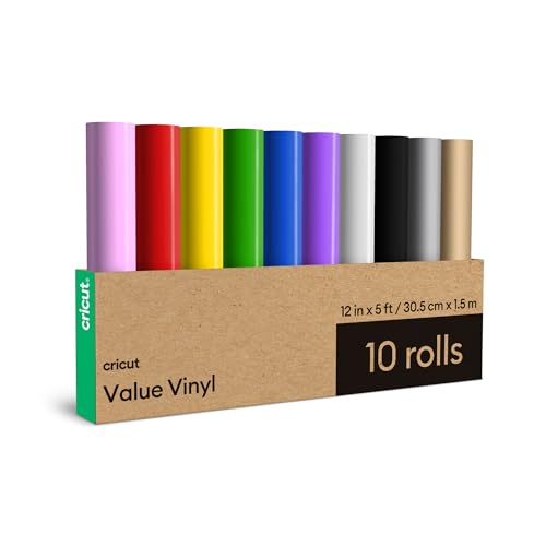 Cricut Permanent Vinyl Rainbow Sampler – 12″x5′ Rolls (10 ct)