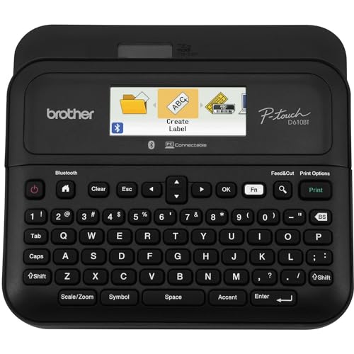 Brother P-Touch D610BT Bluetooth Label Maker, 1″ TZe Tapes