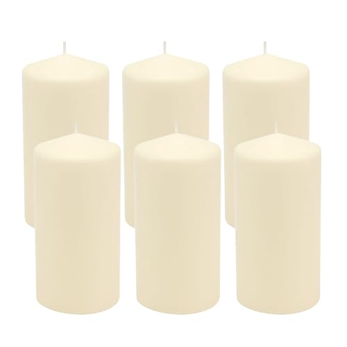Stonebriar 6-Pack Unscented Ivory Pillar Candles, 65-Hour Burn